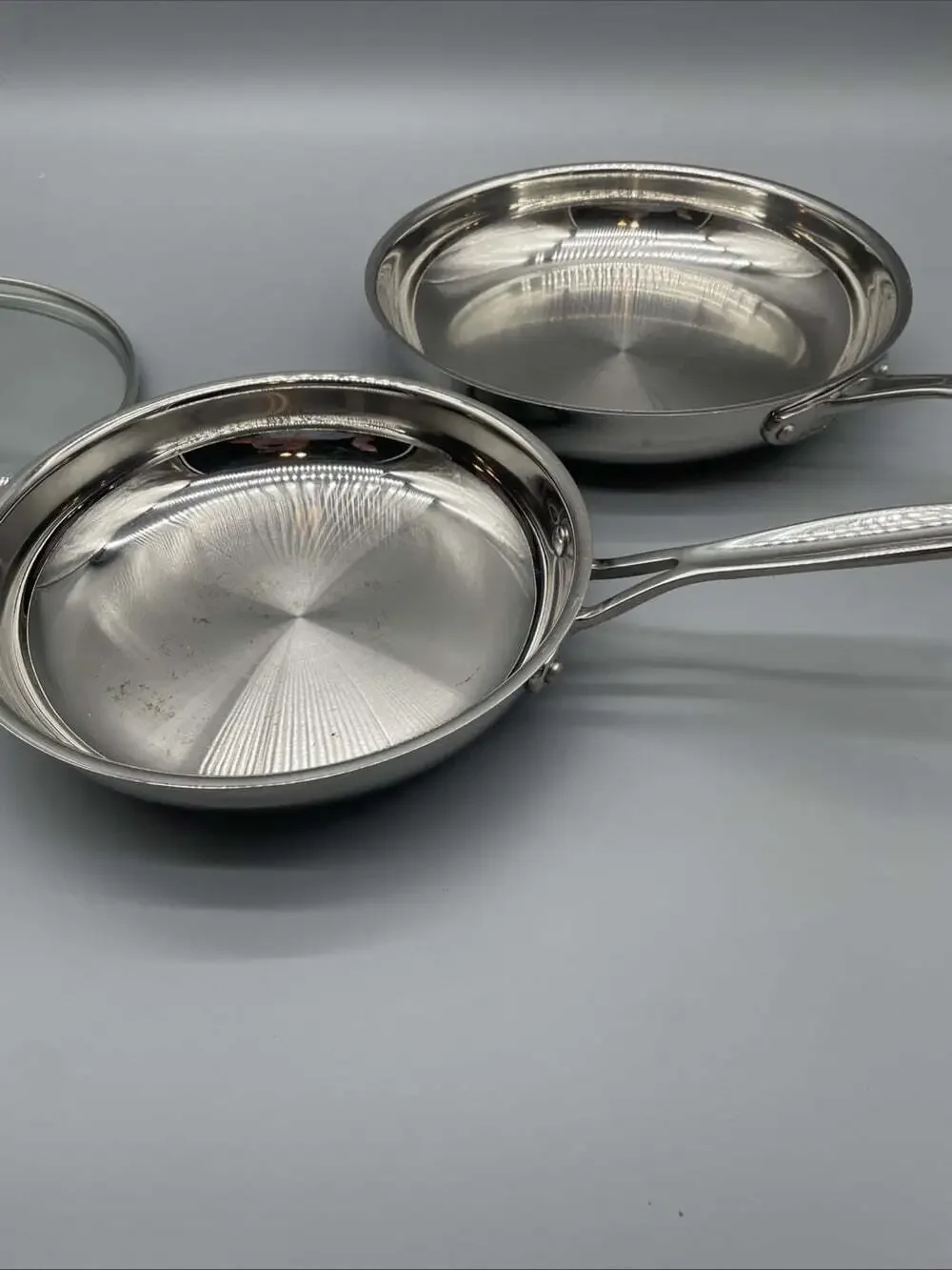 2pc Cuisinart 18/10 Stainless Steel Skillets 8” 722-20, 10” 722-24 With 10” Lid